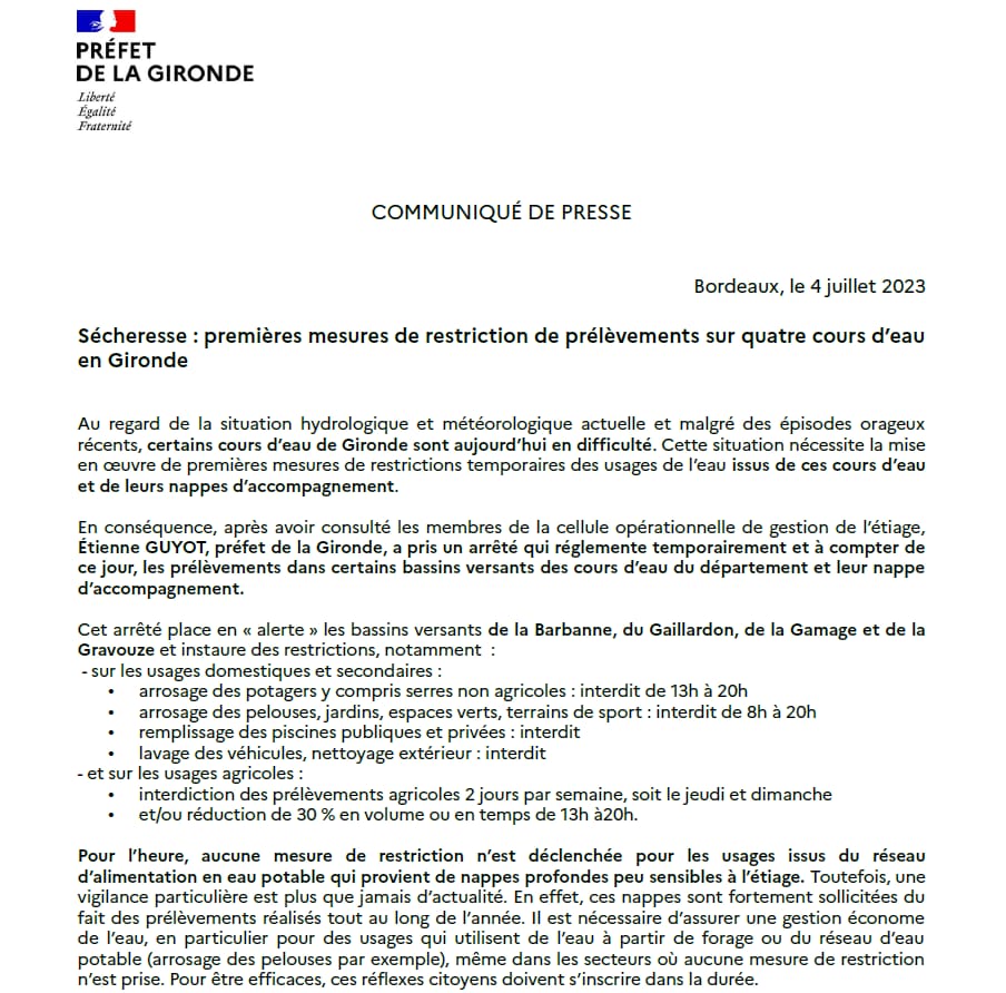 communiqué de presse