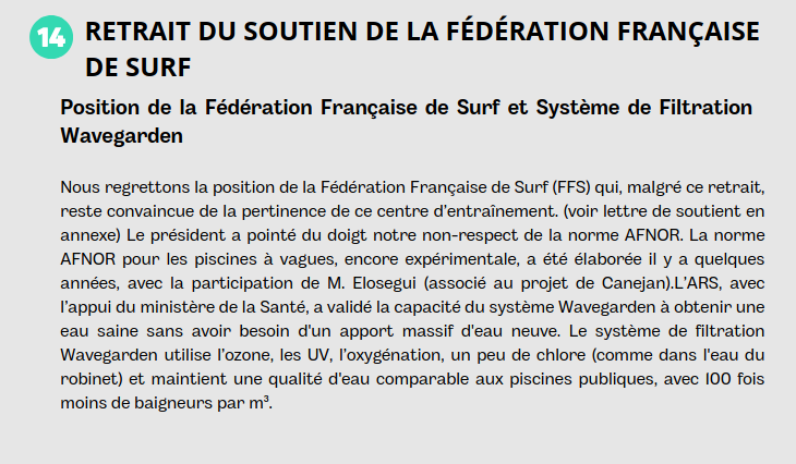 Retrait du soutine de la FFS