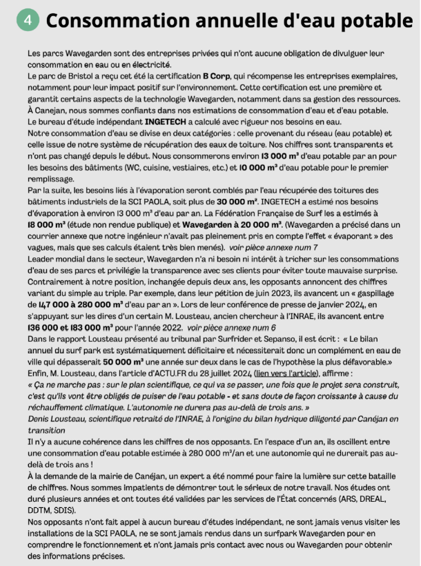 Consommation annuelle d’eau potable