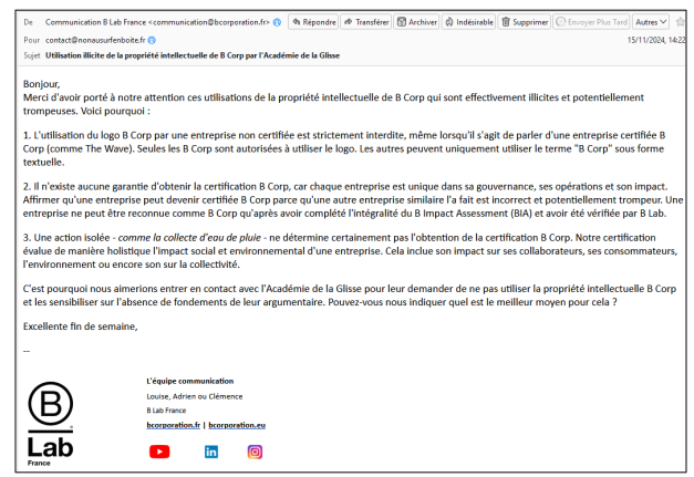 Lettre reçue
